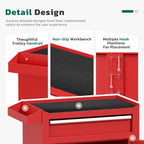Greenvelly Tool Chest, 5-Drawer Rolling Tool Chest with Hooks and Lockable Wheels, Detachable Top Tool Box, Toolbox with Wheels, Rolling Tool Box for Mechanics Garage Workshop and Tool Room (Red)