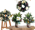 Good Tidings To You - Wreath - Holiday Florals, Large-size Faux Floral Arrangement, Premium Artificial Indoor Flower Display with Beautiful Blooms and Foliage - Artificial Plants & Flowers