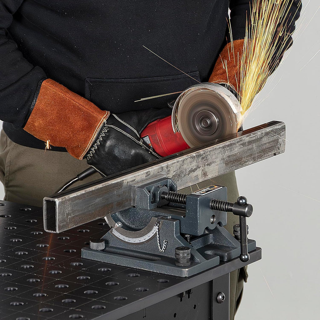 Strong Hand Tools Cradle-Angle Drill Presss Vise with 2500 lb of Clamping Force, MAX 3.5" Jaw Opening, 0-90 Degree Adjustable Tilt, Durable Cast Iron Vise, For Drill and Woodworking, SBV390