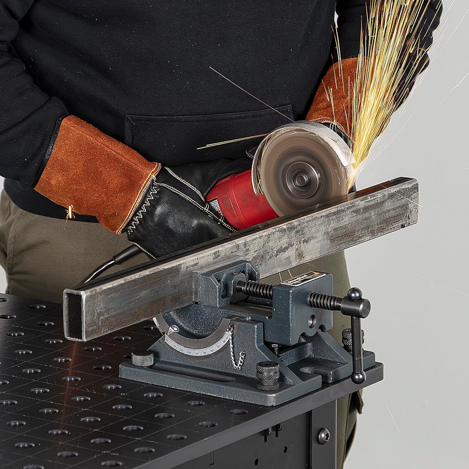 Strong Hand Tools Cradle-Angle Drill Presss Vise with 2500 lb of Clamping Force, MAX 3.5" Jaw Opening, 0-90 Degree Adjustable Tilt, Durable Cast Iron Vise, For Drill and Woodworking, SBV390