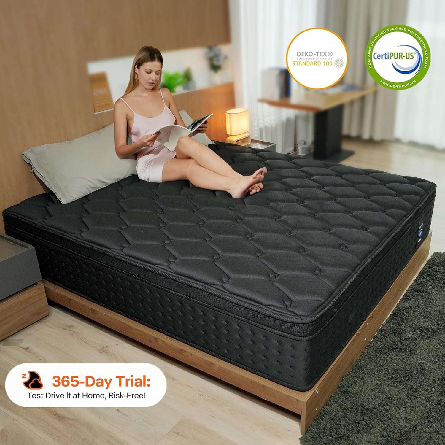 King Size Mattress, 12 Inch Hybrid Mattress in a Box, Memory Foam and Pocket Spring for Motion Isolation and Pressure Relief, Comfortable Medium Plush