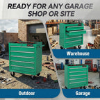 5 Drawers Tool Cart on Wheels,Rolling Tool Chest Tool Storage,Drawers Rolling Tool Trolley Organizer Tool Case for Garage, Warehouse, Workshop, Repair Shop (5 Drawers-Green)