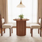 31.5" Small Round Dining Table for 2, Sturdy and Durable Wood Walnut Dining Table Round with Fluted Base, Simple Setup Small Kitchen Table for Living Dining Room Office (Walnut)