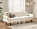 80'' Futon Sofa Bed,Faux Leather Futon Sleeper Sofa, Convertible Loveseat with Adjustable Sofa Backrest,Modern Couches for Living Room, Bedroom, Apartment, Office (Beige)
