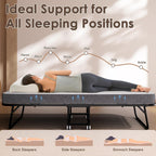 75" x 31" Folding Bed with Mattress for Adults, Rollaway Bed with Mattress, Foldable Bed with 5" Memory Foam Mattress, Space-Saving Sturdy Metal Frame for Bedroom & Office