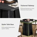 LITTLE TREE Wooden Square Dining Table 4 Sets, 31.5" Farmhouse Kitchen Table with Heavy-Duty Pedestal Base, Dinner Furniture for Dining Room, Living Room, Kitchen (1, Black)