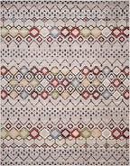SAFAVIEH Amsterdam Collection Area Rug - 9' x 12', Light Grey & Multi, Moroccan Boho Design, Non-Shedding & Easy Care, Ideal for High Traffic Areas in Living Room, Bedroom (AMS108G)