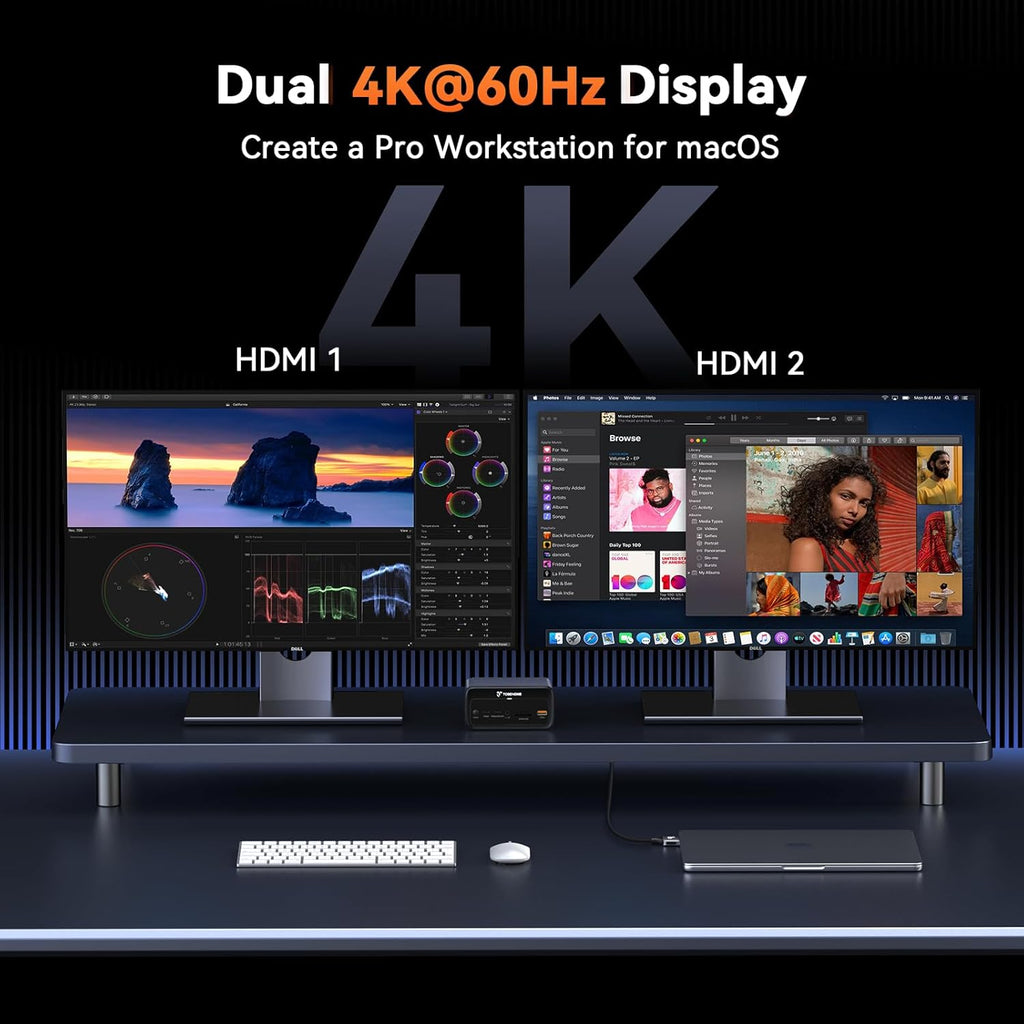 TobenONE MacBook Docking Station Dual 4K@60Hz  16-in-2 USB C Docking Station with 2 HDMI Ports  7 USB Ports  100W GaN Power Supply & 20W Charging  2.5Gbps Ethernet  for Home & Office