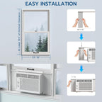ZAFRO 5000BTU Window Air Conditioners Cool Up to 150 Sq Ft,Quiet Operation Window AC Unit with 2 Cool&Fan Functions,Easy to Use Mechanical Control,Washable Filter,Easy Install Kit,for Small Room,White