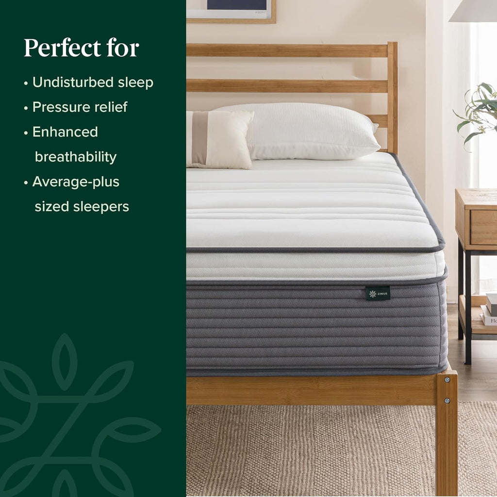 ZINUS 12 Inch True Support Hybrid Mattress New Version, Queen, Fiberglass Free, Medium Feel, Motion Isolation, Certified Safe Foams & Fabric, Mattress in A Box