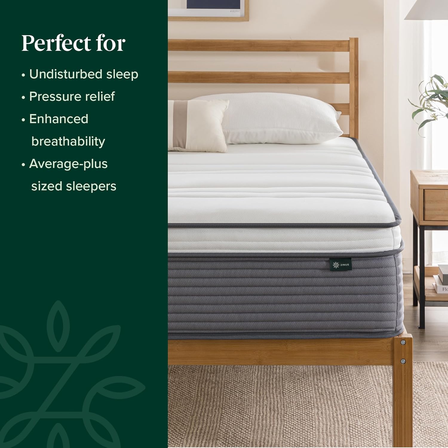 ZINUS 12 Inch True Support Hybrid Mattress New Version, Queen, Fiberglass Free, Medium Feel, Motion Isolation, Certified Safe Foams & Fabric, Mattress in A Box