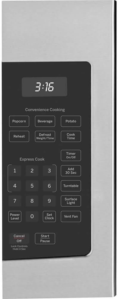 GE JVM3160RFSS 30" OTR Microwave, 1.6 cu ft, 1000W, 300 CFM Hood Vent, LED Lighting, Auto Defrost, Easy Mount Install, Stainless Steel