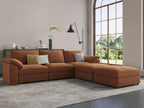 EASE MOOSE Brown Sectional Modular Sofa,Comfty U Shape Sectional FSC Certified Modern Deep Seat Couch,Brown Modular Cloud Couch,Removable and Washable