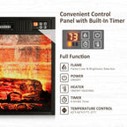 Naice 72" Electric Fireplace with Mantel and Cabinets, Fireplace TV Stand for TVs up to 80", LED Light & Power Outlet, 23in Insert Heater w/Realistic Red Brick Flame for Living Room Bedroom,Brown
