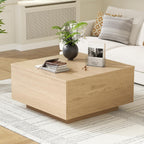 FABATO Lift Top Coffee Table, Wood Square Coffee Table with Storage, Farmhouse Coffee Tables with Hidden Storage Compartment, Center Table with Lifting Tabletop for Living Room, Home Office, Natural