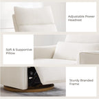 CHITA Swivel Rocker Recliner Chair, Power Nursery Glider Recliner, Nursery Rocking Chair with Adjustable Power Headrest, FSC Certified, Solid Wood Base, Cream