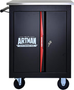 Artman Double Door Rolling Tool Chest, Black & Red Modular Tool Box with Wheels, Heavy-Duty Rolling Tool Cabinet for Garage & Workshop Storage