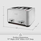 Breville BTA840XL Die-Cast Smart Toaster, 4 Slice, Brushed Stainless Steel