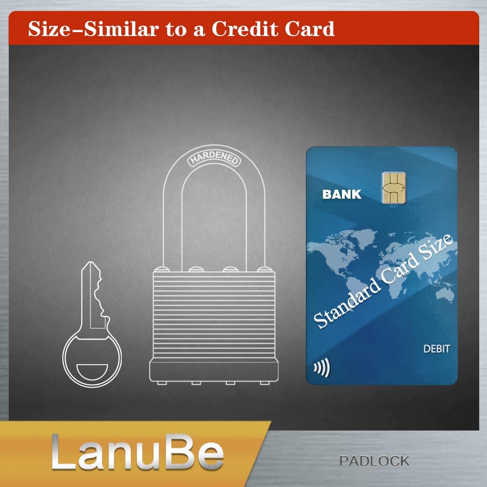 LanuBe Lock Laminated keyed Padlock (1-9/16"  40mm)  keyed Alike Locks  Long Shackle Marked Black Plastic Hoop  Pack of 100