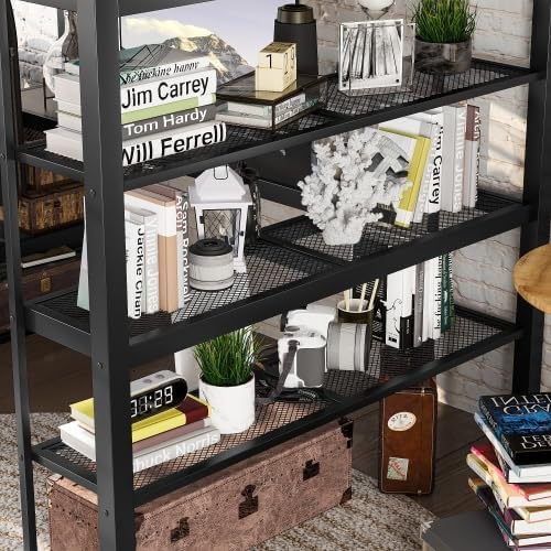 Bellemave Queen Size Loft Bed with Storage Shelves & Hanging Rod, Metal Queen Loft Bed Frame with Desk for Kids Teens, Black