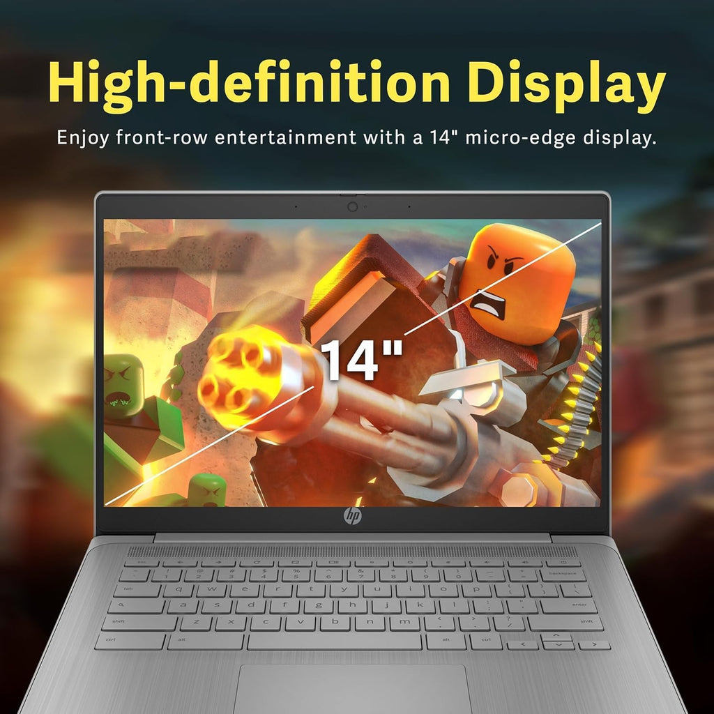 HP Chromebook 14" HD Premium Laptop Computer for Student Business  Quad-Core Celeron N4120 Processor  4GB RAM  564GB Storage (64GB eMMC + 500GB Ext)  Webcam  Long Battery  Chrome OS +MarxsolAccessory