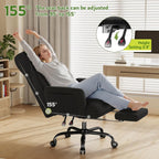 Big and Tall Office Chair with Adjustable Arms and Back, Ergonomic Office Chair with Footrest and Comfortable Fabric for Home Office, Bedroom  .Black