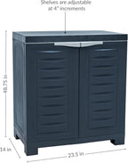 Sunnydaze 25.5" H Resin Garage Storage Cabinet - Garage Cabinet with Adjustable Shelf - Freestanding Utility Storage for Laundry Room, Office, Basement - Charcoal