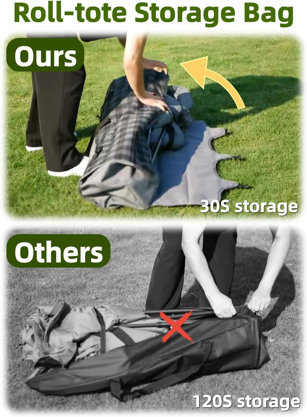 Double Camping Chair Padded Loveseat Camping Couch, Oversized 2 Person Camp Chairs with 2 in 1 Carry Bag, Heavy Duty Folding Lawn Chair Sofa with Cup Holders for Adults Patio Backyard Beach, Gray