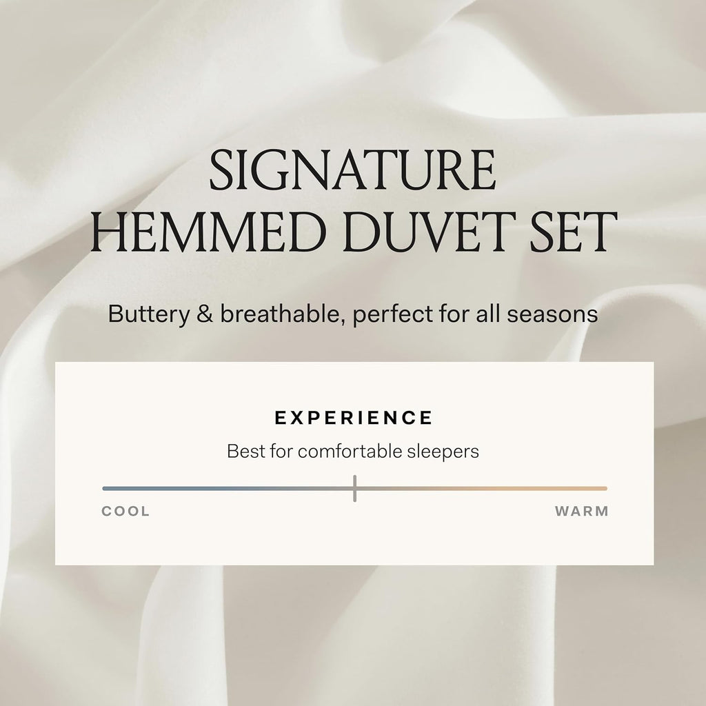 BOLL & BRANCH Signature Hemmed Duvet Set - Full/Queen, White - Luxury 100% Organic Cotton - 1 Duvet Cover, 2 Shams - Buttery Soft, Hidden Closures