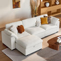WEUP 120" Oversized Cloud Modular Sectional Sofa for Living Room, L Shaped Cloud Couch with Storage Ottoman, Down-Filled Wide Deep Seat, Solid Wood Frame, Tool Free Assembly, Beige