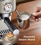 20 Bar Espresso Machine with Milk Frother, Compact Espresso Maker, Stainless Steel Coffee Machine with Precise Temp Control & 44oz Removable Water Tank for Latte, Cappuccino, Light Grey