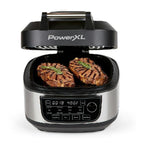 PowerXL Grill Air Fryer Combo Plus 6 QT 12 in 1 Indoor Slow Cooker, Roast, Bake, 1550 Watts, Stainless Steel Finish : Home & Kitchen