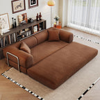 Ball & Cast 78.8" No-Assembly Compressed Sofa Bed, Convertible Floor Futon Couch with Pillow Backrest & Armrest, Boneless Modular Sleeper Sofa in Corduroy for Living Room Bedroom, Brown