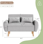 Vongrasig 48" Small Modern Loveseat Sofa, Mid Century Soft Corduroy Fabric 2-Seat Sofa Couch Tufted Love Seat with Back Cushions and Tapered Legs for Living Room, Bedroom and Small Space (Light Gray)