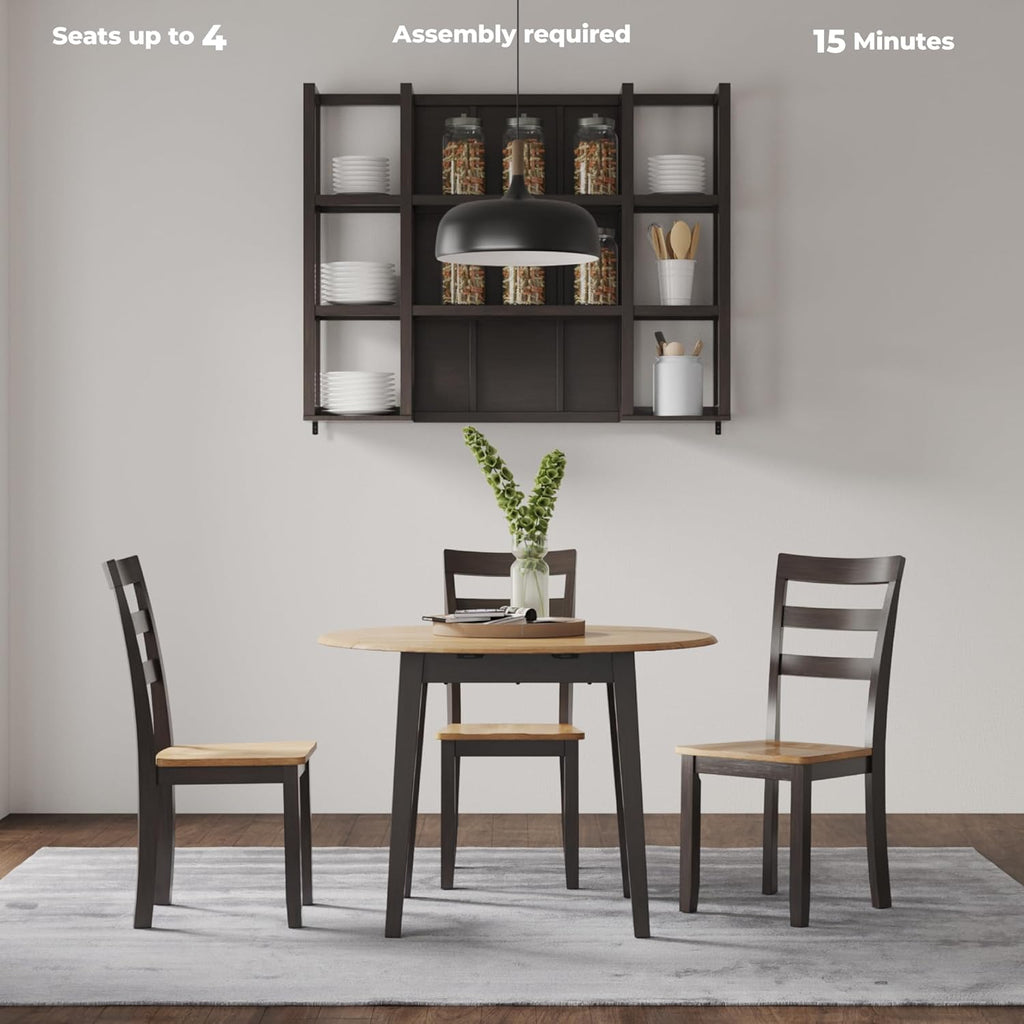 Signature Design by Ashley Gesthaven Contemporary Dining Drop Leaf Table with 4 Legs, Light Brown & Dark Brown