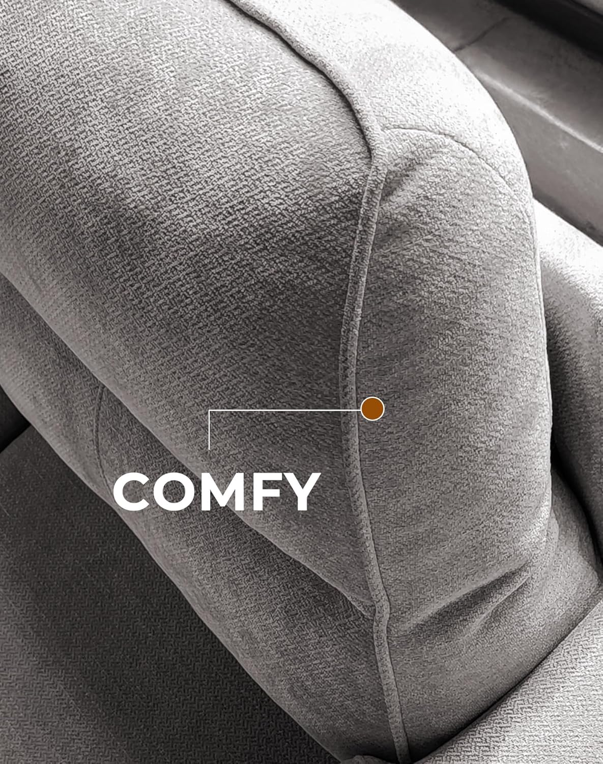 88.97" Modern Sofa Couches for Living Room, Deep Seat Sofas with 8”Cushion, Comfy 2-Seater Chenille Loveseat with Convertible Armrest, Removable Sofa Cover, High Leg(Light Gray)