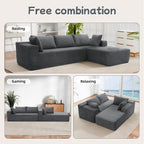 Cloud Sectional Couch, 105” Fluffy Modular L-Shape Sofa with Left Chaise Lounge, Modular Sectional Sofa in a Box, Boneless Couch for Living Room, No Assembly Required, Flannel Gray
