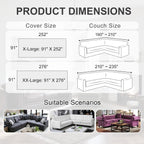 1OO% Waterproof Sectional Couch Covers for Dogs L Shaped Corner Sofa Cover Washable Chenille Sofa Slipcovers Blanket Modern Jacquard Pet Furniture Protector (91"x252", Boho Beige)