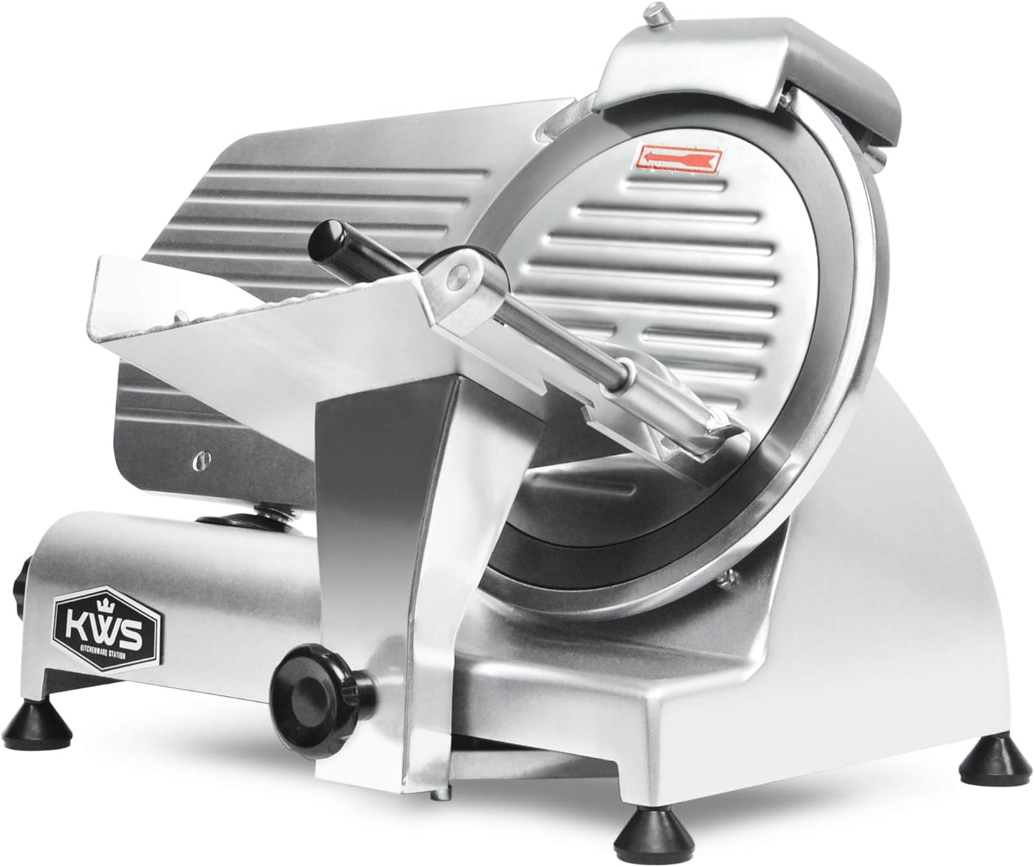 KWS 10NS Commercial 10" Meat Slicer, 320W High-Torque Motor, Precision Stainless Steel Blade, Deli-Style Thin Slicing, Built-In Sharpener, Heavy-Duty Aluminum Body for Meat, Cheese & Semi-Frozen Foods