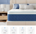 EGOHOME 12 Inch Hybrid Mattress, Queen Mattress in a Box, Fiberglass Free, Just Right Medium Feel, Enhanced Motion Isolation & Edge Support, CertiPUR-US Certified, 60"x80"