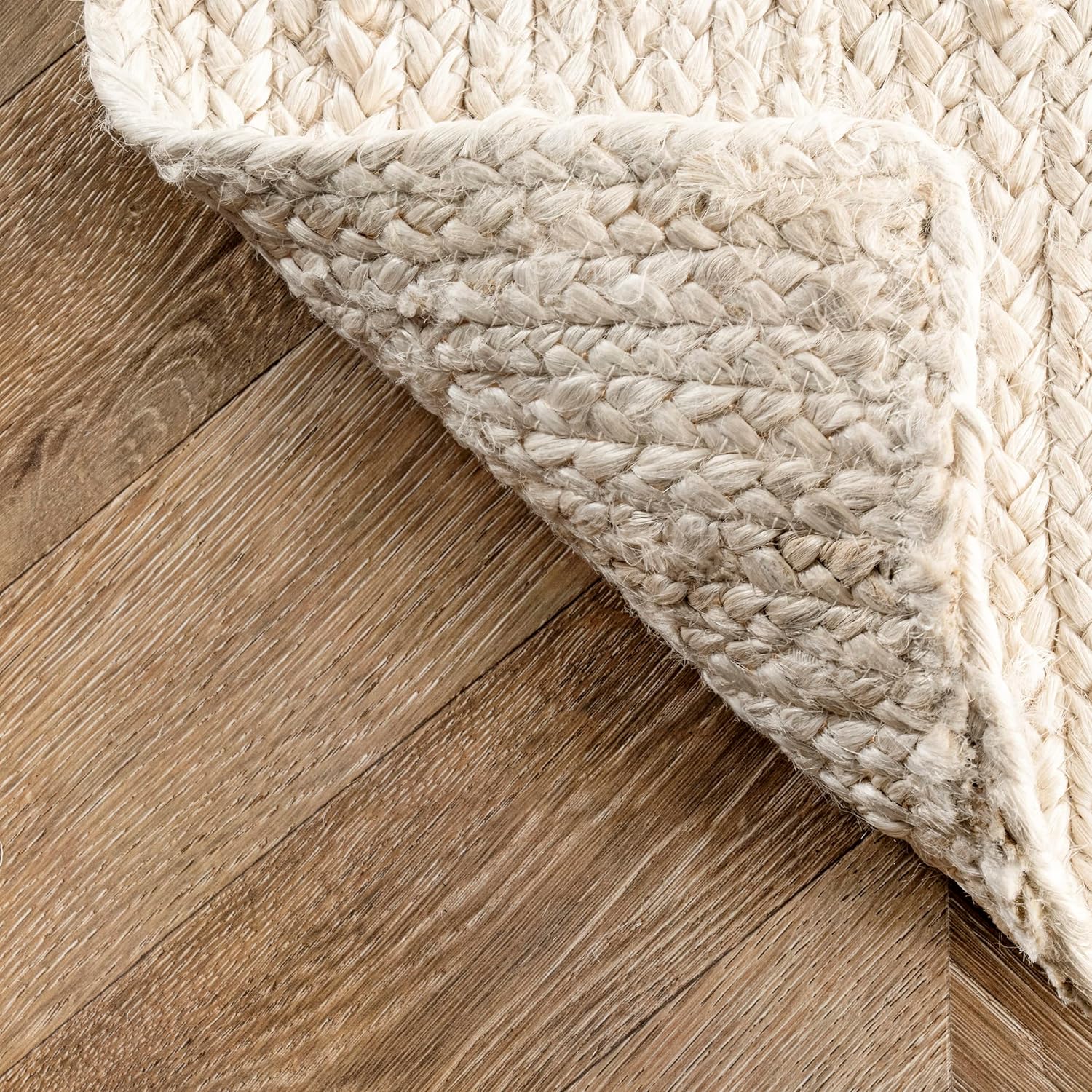 nuLOOM 8 Round Rigo Jute Hand Woven Area Rug, Off White, Solid Farmhouse Design, Natural Fiber, For Bedroom, Living Room, Dining Room, Hallway, Office, Kitchen, Entryway
