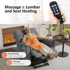 MCombo Power Lift Recliner Chair with Massage and Dual Heating, Adjustable Headrest, Extended Footrest for Elderly People, Fabric R7605 (Dark Grey)