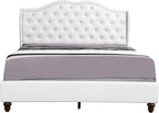 GDFStudio PU Upholstered Bed Frame with Padded Wingback Headboard, Transitional Platform Design, Box Spring Required, Easy Assembly, Full Size Bed for Modern and Classic Bedrooms,50" H White