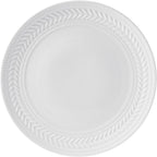 Pfaltzgraff Josephine 24-Piece Dinnerware Set, Porcelain Dish Set with Embossed Basket Weave Design, Service for 8, White Plates and Bowls Sets, Microwave and Dishwasher Safe