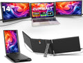 ZUMWALT Laptop Screen Extender  14" Triple Portable Monitor for Laptop  1080P FHD Screen Extender Monitors for 13"-16.5"  Monitor Extender for MacOS/Windows/Chrome (Built-in Speakers)