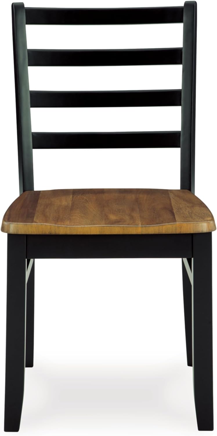 Signature Design by Ashley Blondon Rectangular Dining Room Table Set with 6 Chairs, Chevron Pattern, Tapered Legs, Seats 6, Wood, 60" Long, Brown & Black
