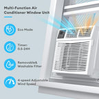 8,000 BTU Smart Window Air Conditioner with Heater, 4-in-1 Unit Cools Rooms up to 350 Sq.Ft, APP & Remote Control, Dehumidifier & Fan Mode, Easy Install Kit Included