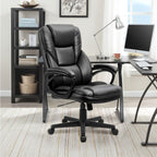 Furmax Office Executive Chair High Back Adjustable Managerial Home Desk Chair, Swivel Computer PU Leather Chair with Lumbar Support (2, Black)