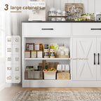 HOSTACK 71" Large Sideboard Buffet Cabinet with Storage, Farmhouse Coffee Bar Cabinet with 3 Drawers, Long Kitchen Buffet Table, Kitchen Sideboard Storage Cabinet for Dining, Living Room, White/Black