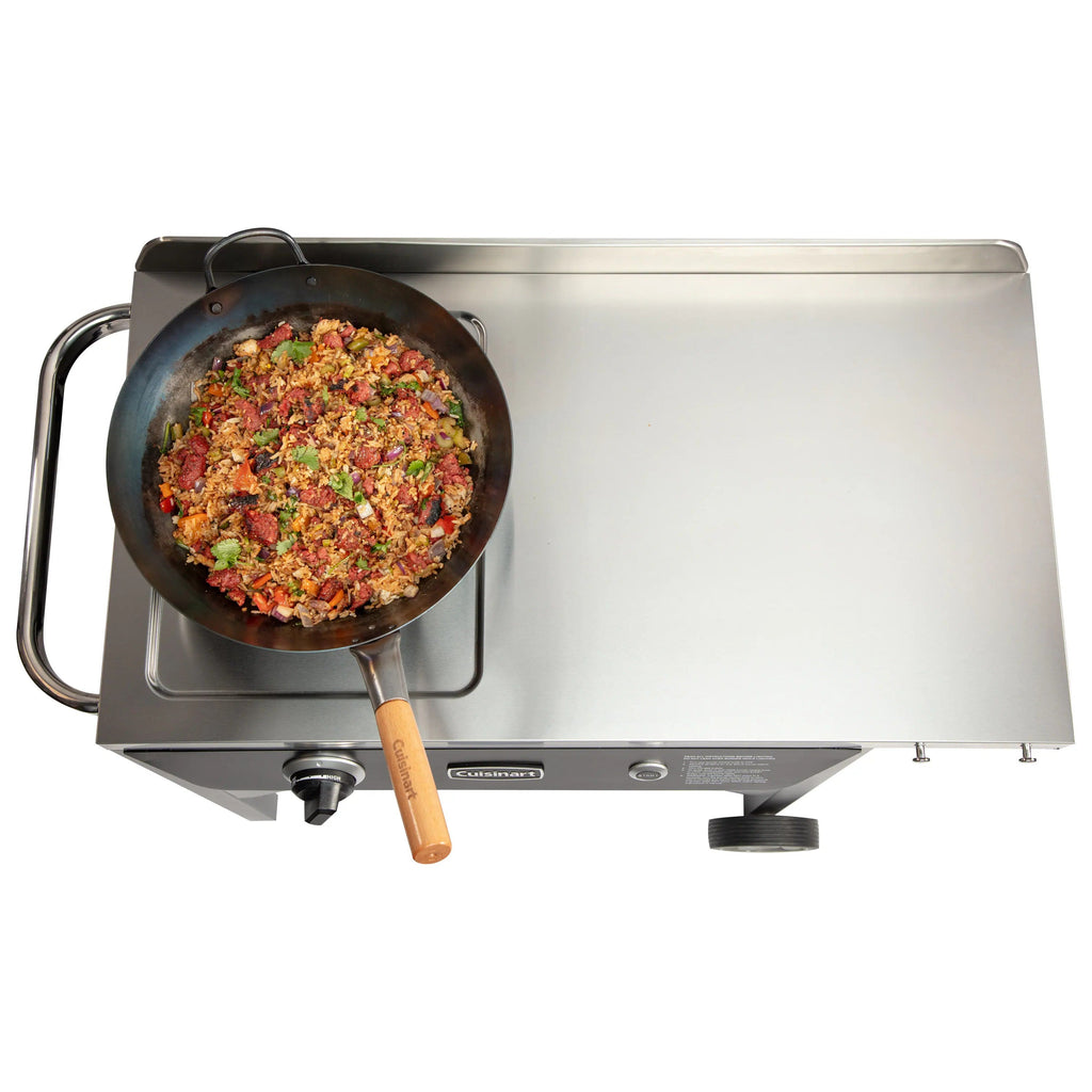 Cuisinart Outdoor Wok Station, 50,000 BTU Propane Outdoor Wok Burner w Prep Table, 14测 Carbon Steel Wok for Stir Fry, Searing, BBQ  Black